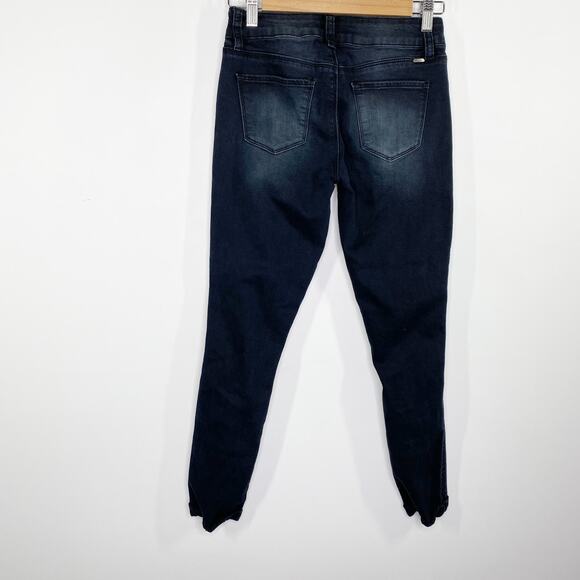 YMI Dark Wash Blue Cotton Blend Denim Shimmer Detail Ankle Jeans Women's Size 3 - Picture 2 of 10